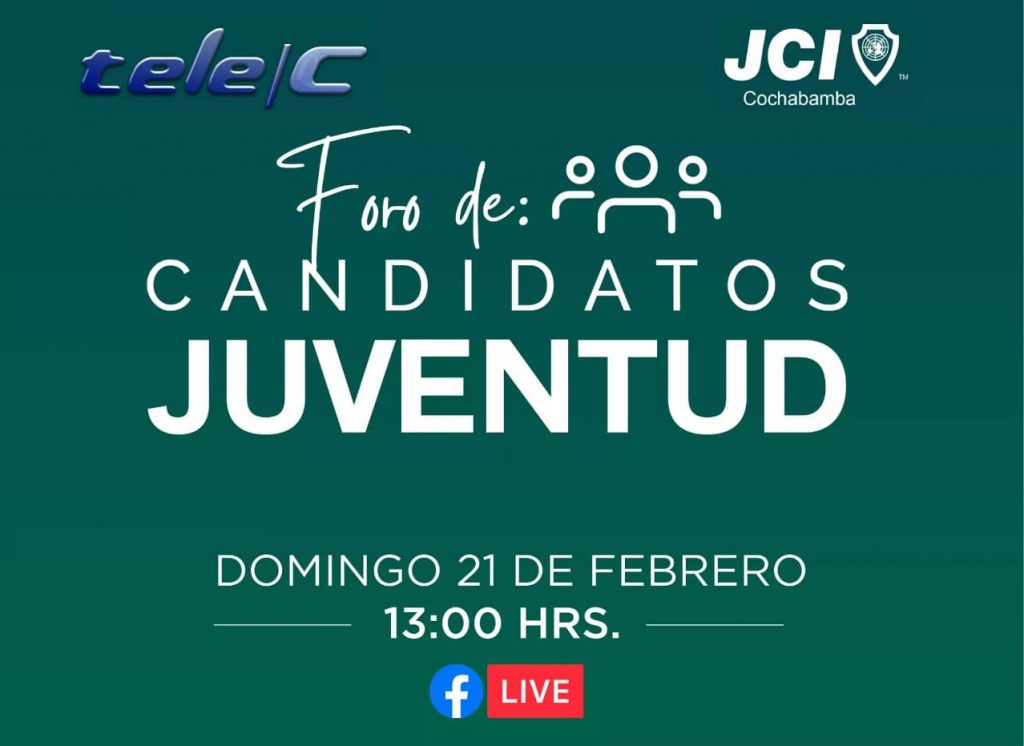Afiche del Foro de Candidatos Juventud, domingo 21 de febrero, 13:00, transmitido por Canal 21 TELE C