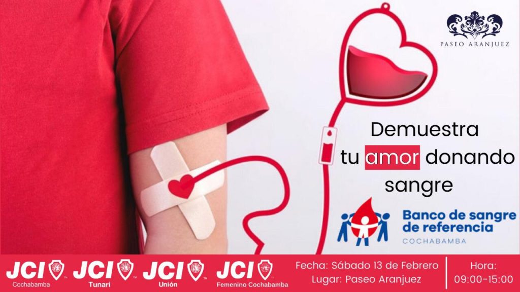Afiche: Demuestra tu amor donando sangre, campaña del 13 de febrero en el Paseo Aranjuez